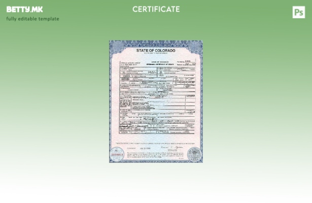 Модерен стил, шаблон за уверение за смрт од државата Колорадо во САД во шаблон з